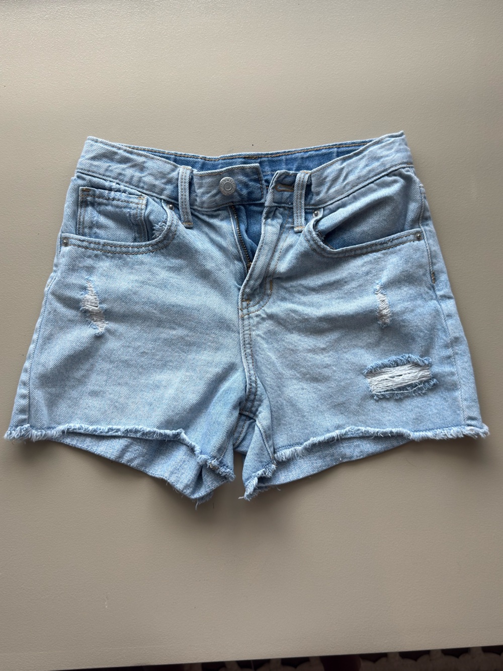 Old Navy Girls High Rise O.G. Distressed Denim Shorts Light Wash Size 10
